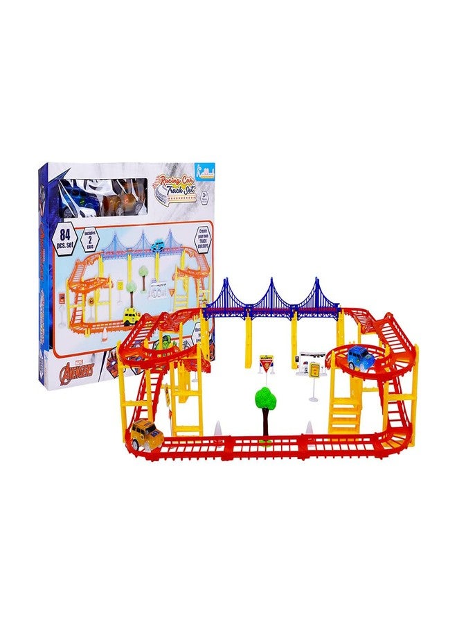 Kriiddaank Avenger Theme Car Track - Portable Marvel Racing Track Playset | Diecast Metal Toy Car | Realistic Miniature Collectible for Kids | 84 Pieces - Image 2